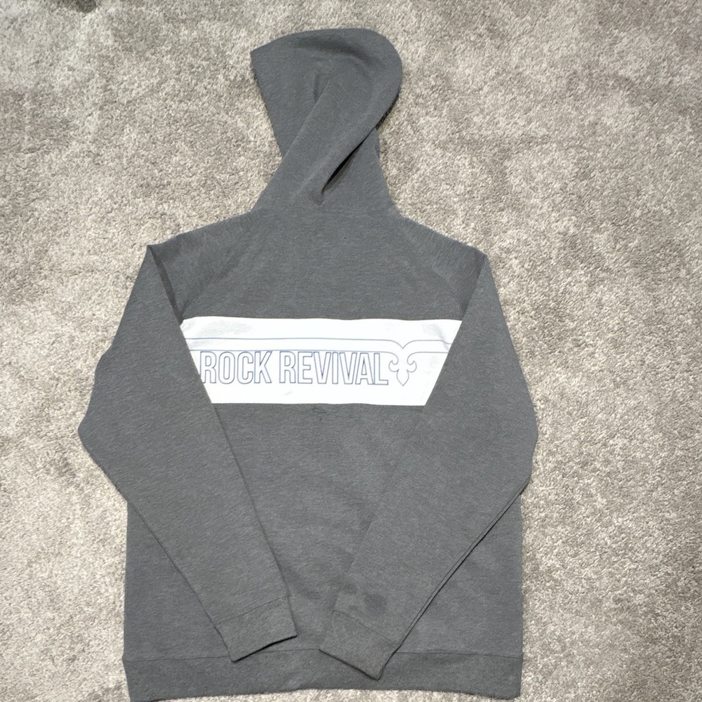 Rock Revival Men's 2XL Gray 2pc Zip Hoodie & Tapered Pants Set Pockets Logo - Picture 11 of 13